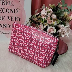 BEBE Cosmetic Travel Make Up Bags Pink/White logo NWT